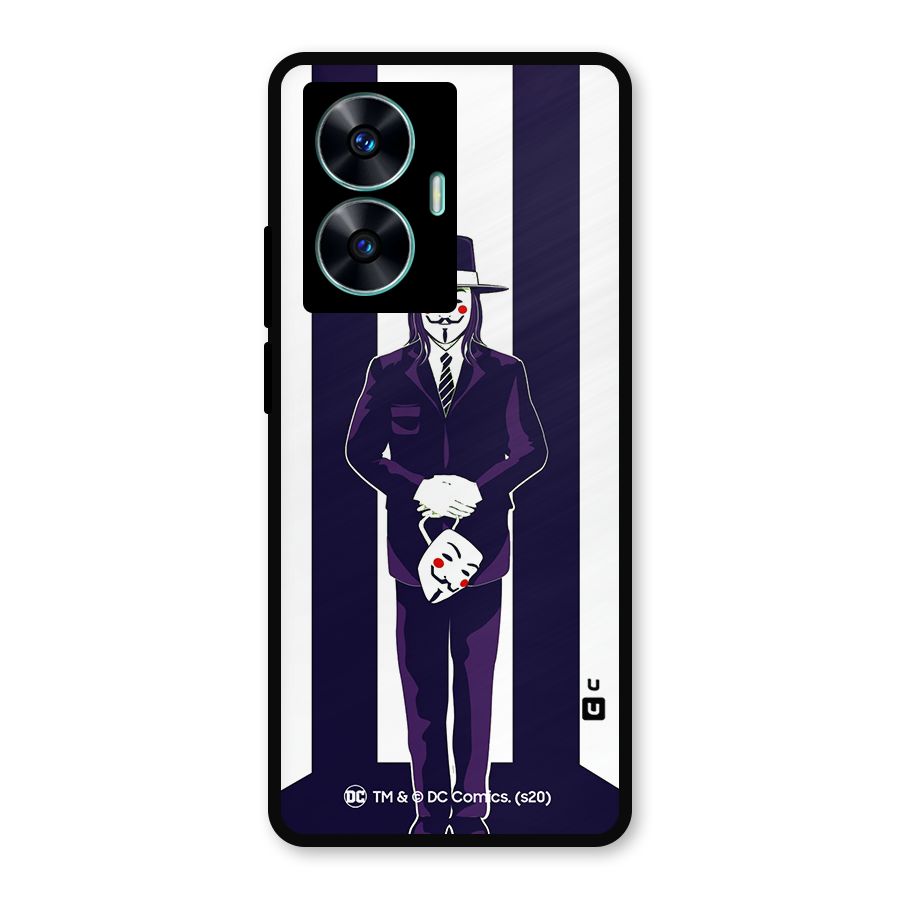 Vendetta Gentleman Holding Mask Illustration Metal Back Case for Realme C55