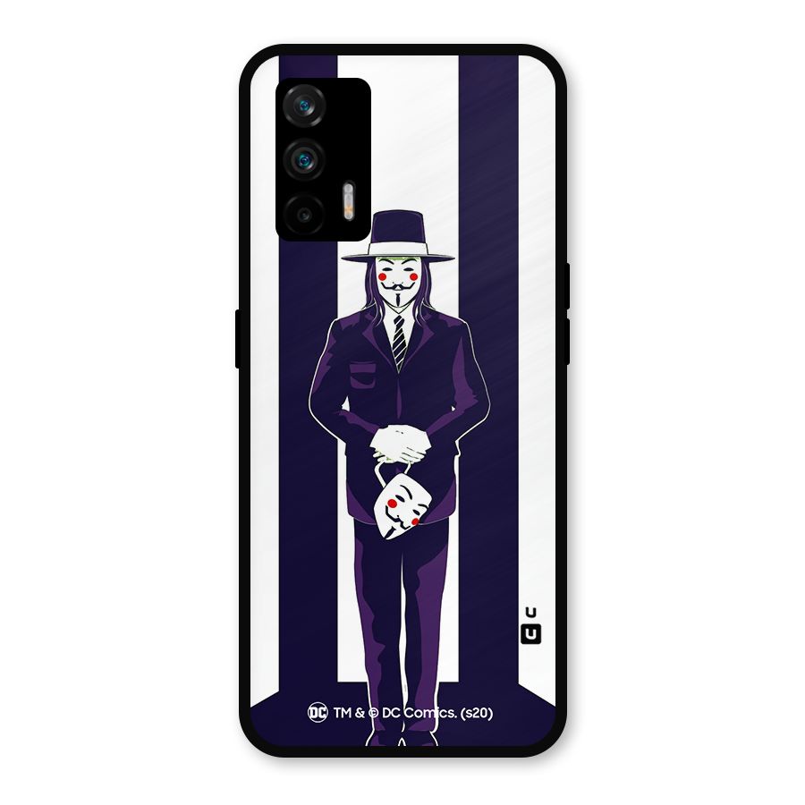 Vendetta Gentleman Holding Mask Illustration Metal Back Case for Realme GT 5G