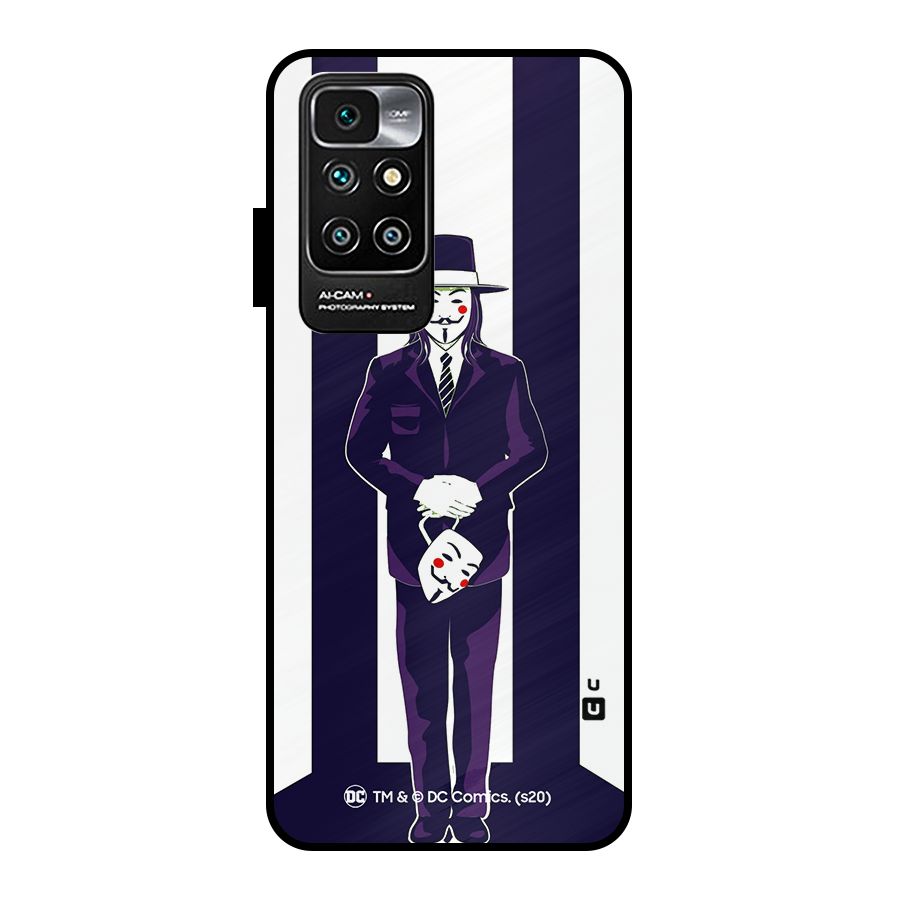 Vendetta Gentleman Holding Mask Illustration Metal Back Case for Redmi 10 Prime