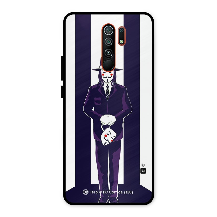 Vendetta Gentleman Holding Mask Illustration Metal Back Case for Redmi 9 Prime