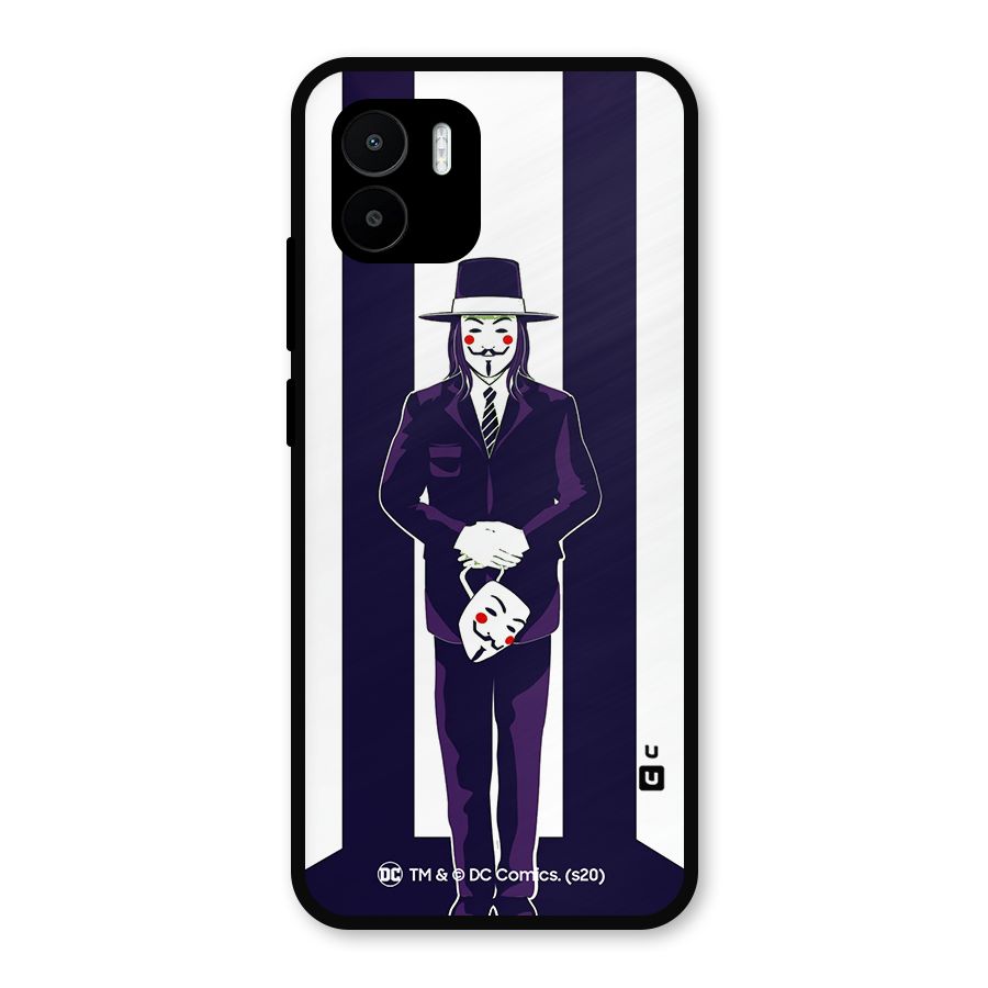 Vendetta Gentleman Holding Mask Illustration Metal Back Case for Redmi A1