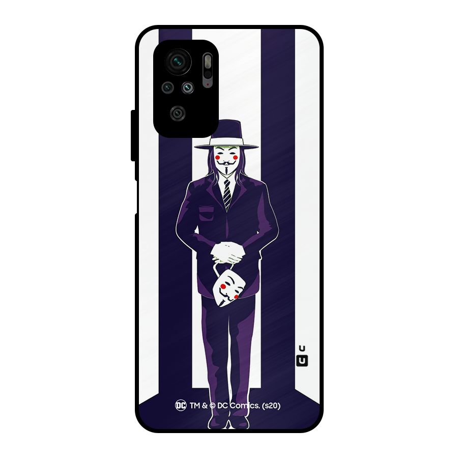 Vendetta Gentleman Holding Mask Illustration Metal Back Case for Redmi Note 10S