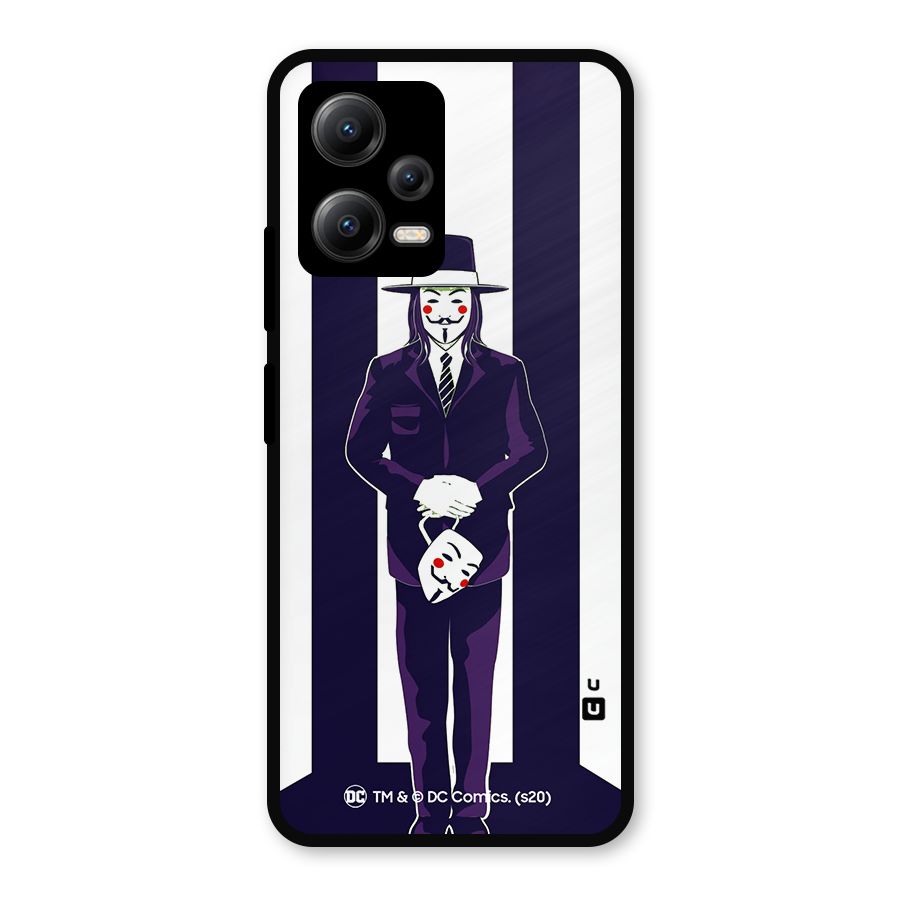 Vendetta Gentleman Holding Mask Illustration Metal Back Case for Redmi Note 12 5G