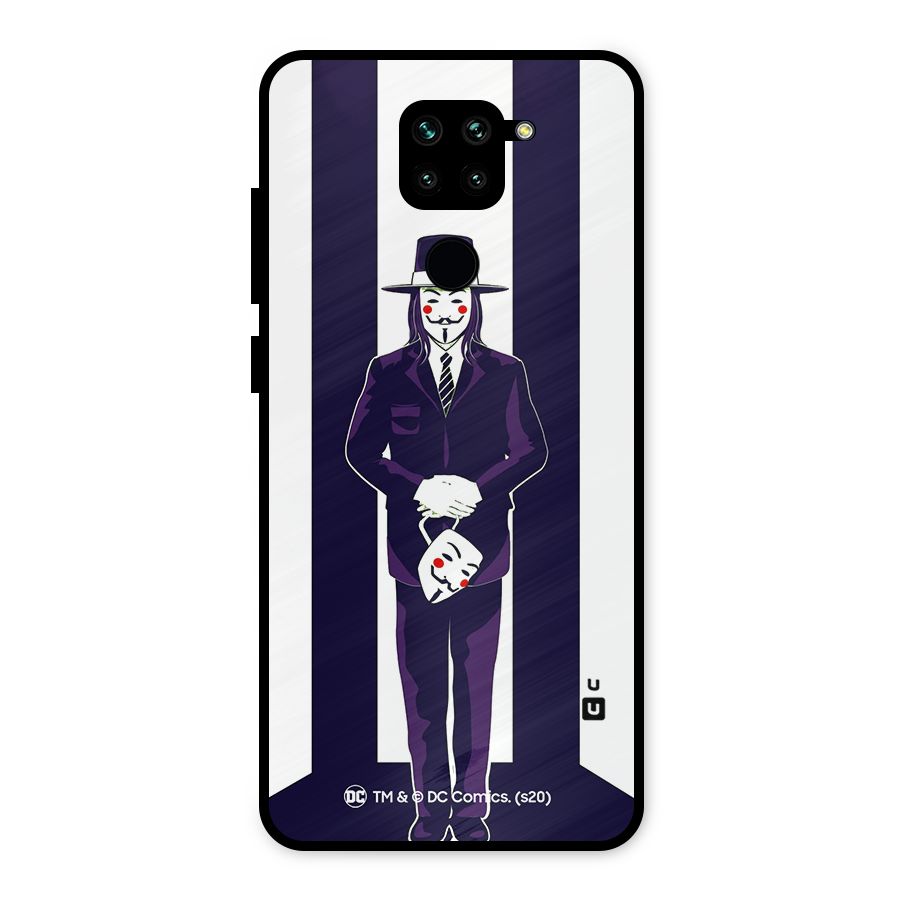 Vendetta Gentleman Holding Mask Illustration Metal Back Case for Redmi Note 9