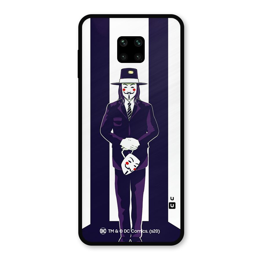 Vendetta Gentleman Holding Mask Illustration Metal Back Case for Redmi Note 9 Pro