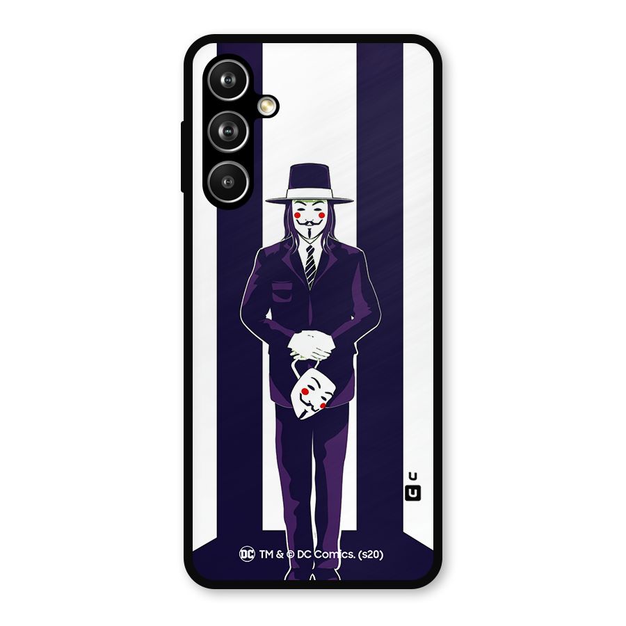 Vendetta Gentleman Holding Mask Illustration Metal Back Case for Samsung Galaxy M54