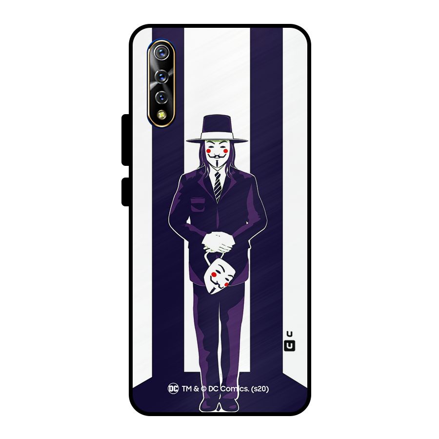 Vendetta Gentleman Holding Mask Illustration Metal Back Case for Vivo S1