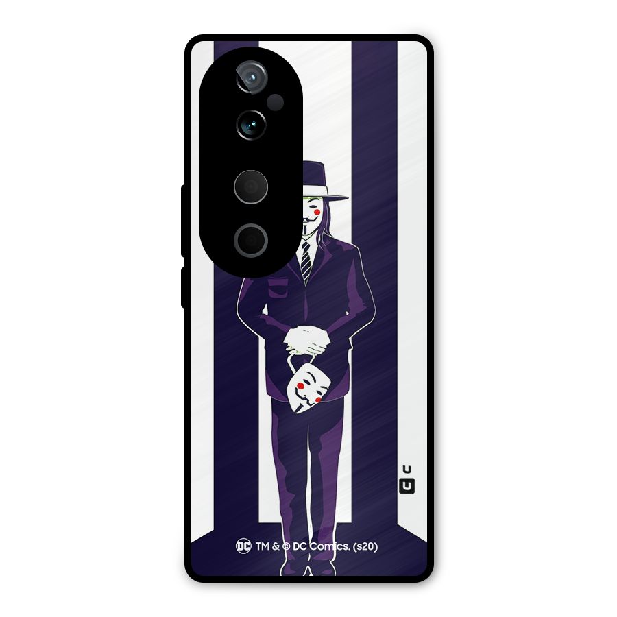 Vendetta Gentleman Holding Mask Illustration Metal Back Case for Vivo T3 Ultra