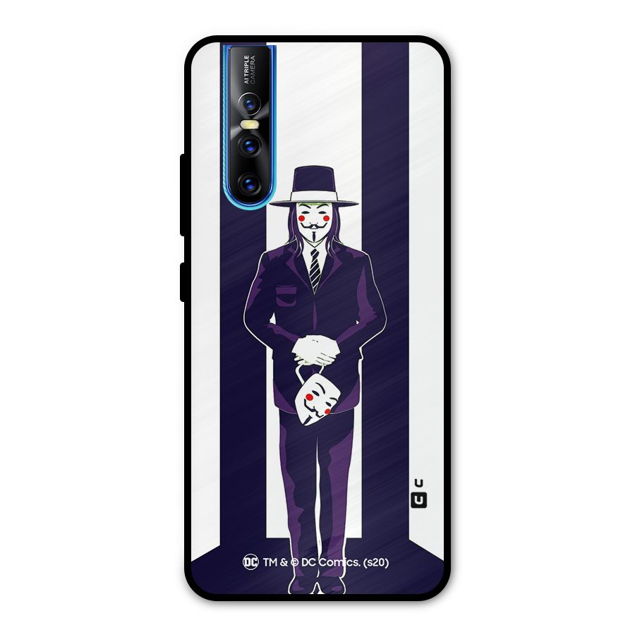 Vendetta Gentleman Holding Mask Illustration Metal Back Case for Vivo V15 Pro