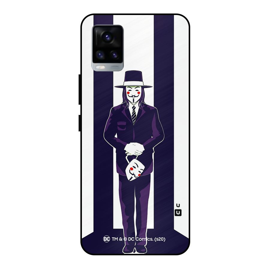 Vendetta Gentleman Holding Mask Illustration Metal Back Case for Vivo V20 2021