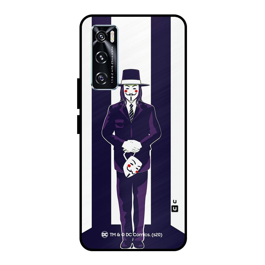 Vendetta Gentleman Holding Mask Illustration Metal Back Case for Vivo V20 SE