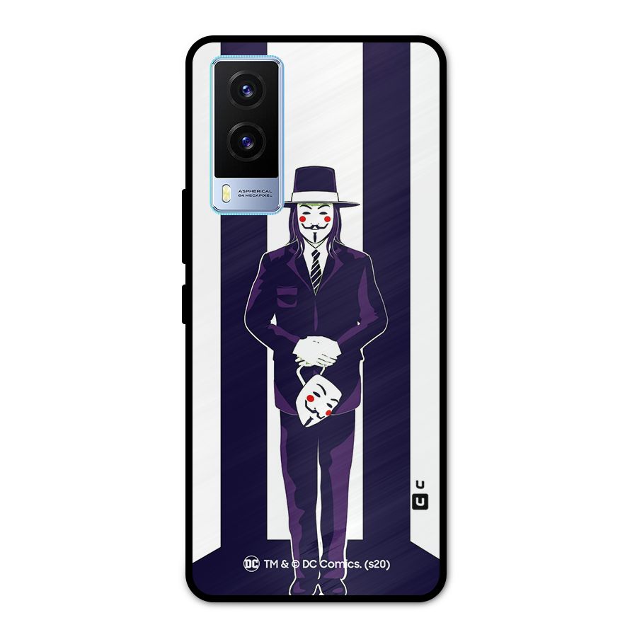 Vendetta Gentleman Holding Mask Illustration Metal Back Case for Vivo V21e 5G
