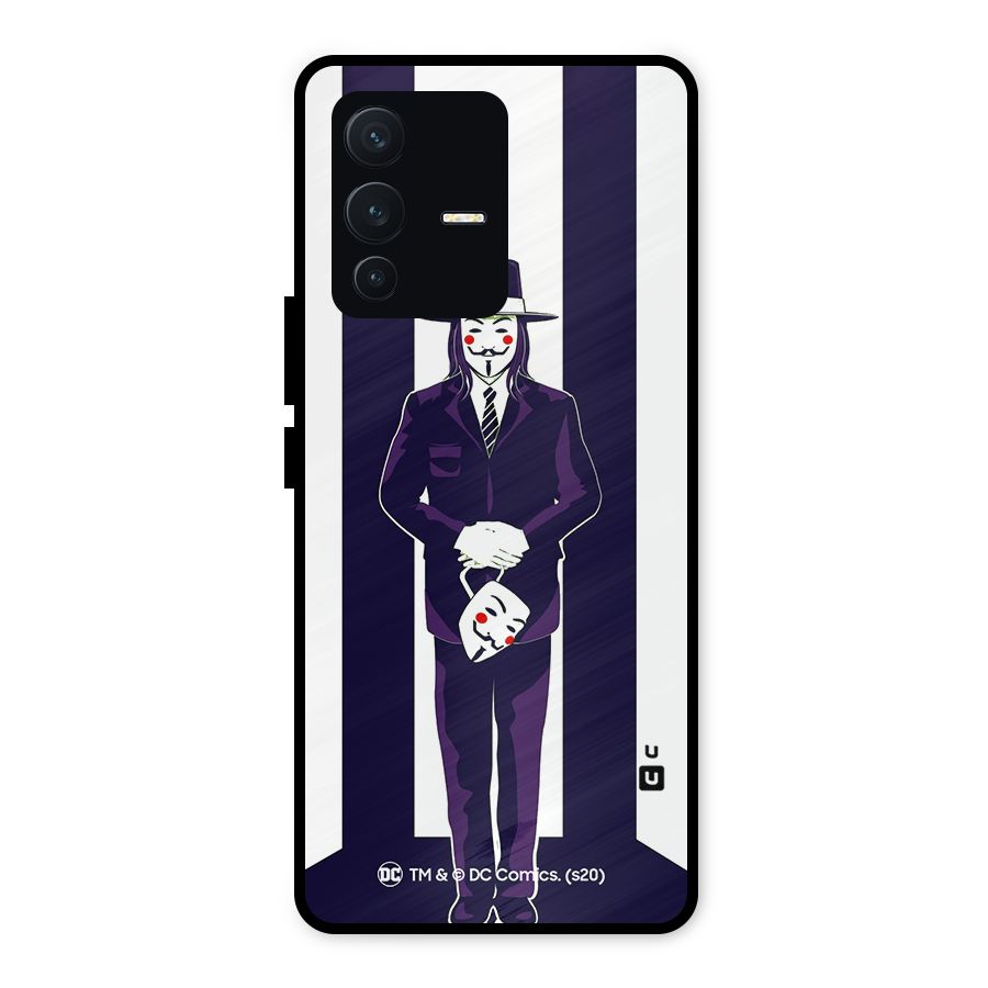 Vendetta Gentleman Holding Mask Illustration Metal Back Case for Vivo V23 5G