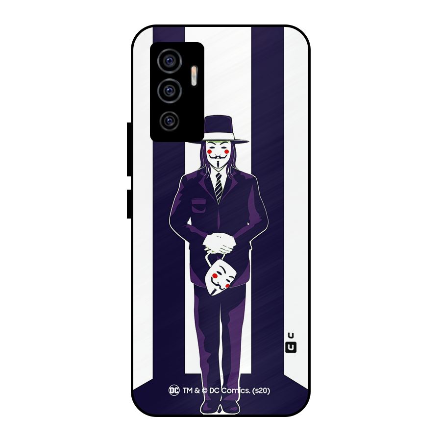 Vendetta Gentleman Holding Mask Illustration Metal Back Case for Vivo V23e