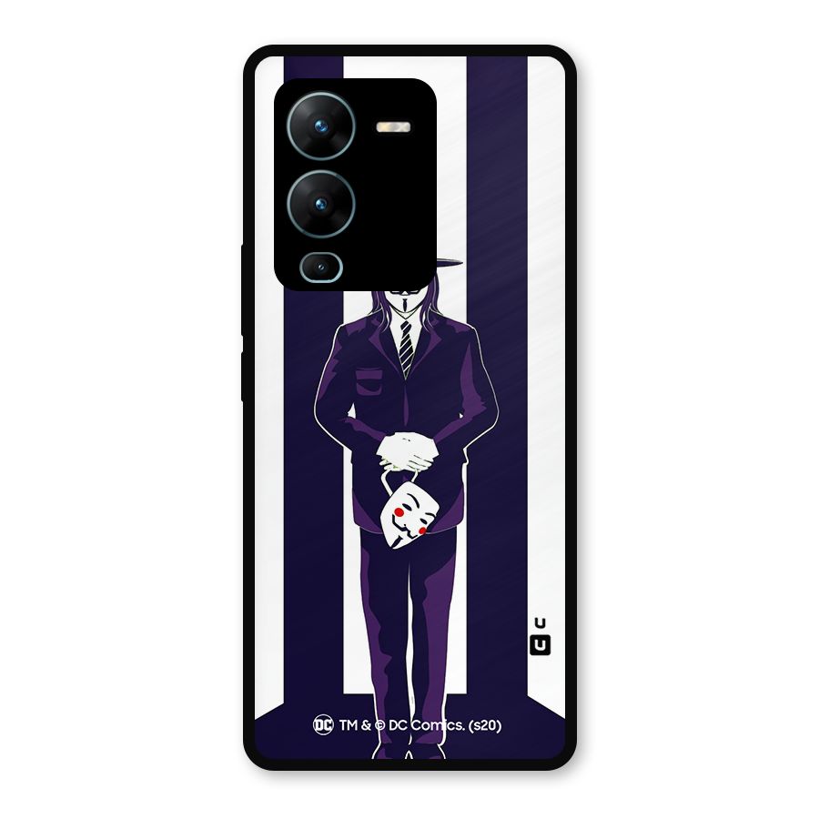 Vendetta Gentleman Holding Mask Illustration Metal Back Case for Vivo V25 Pro