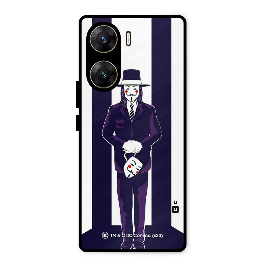 Vendetta Gentleman Holding Mask Illustration Metal Back Case for Vivo V29e
