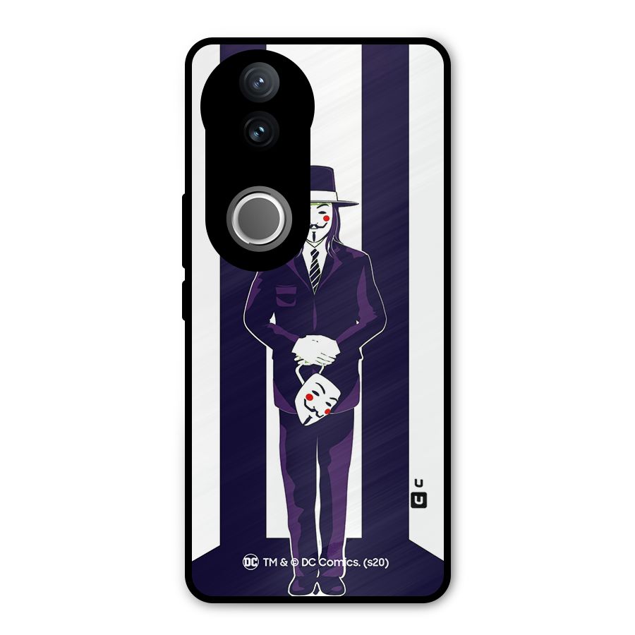Vendetta Gentleman Holding Mask Illustration Metal Back Case for Vivo V50e