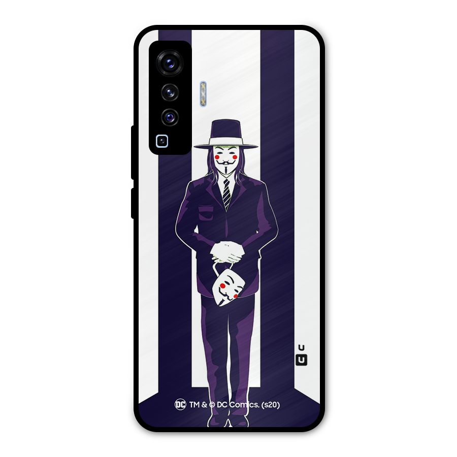Vendetta Gentleman Holding Mask Illustration Metal Back Case for Vivo X50