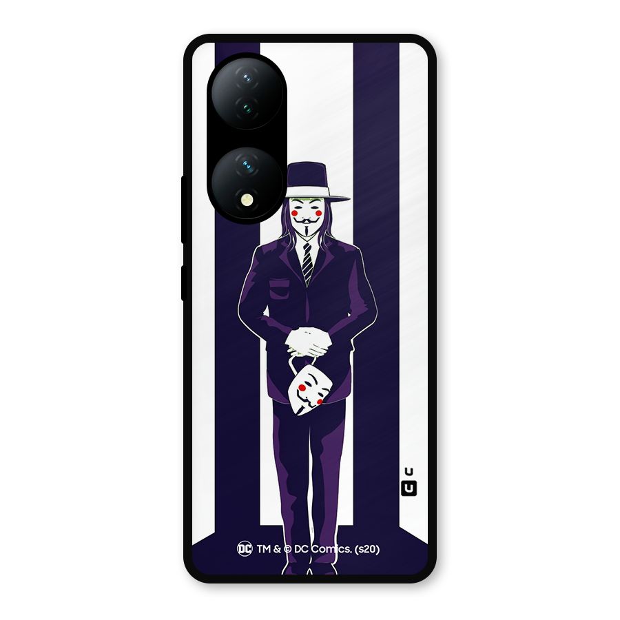 Vendetta Gentleman Holding Mask Illustration Metal Back Case for Vivo Y100a