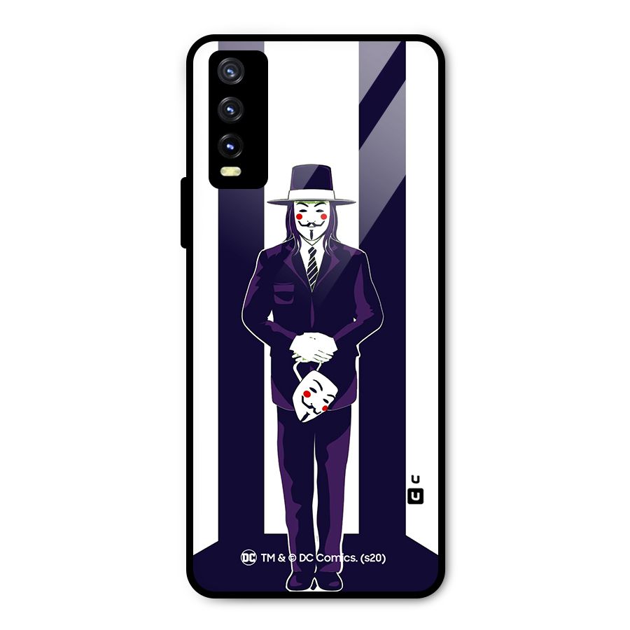 Vendetta Gentleman Holding Mask Illustration Metal Back Case for Vivo Y20g