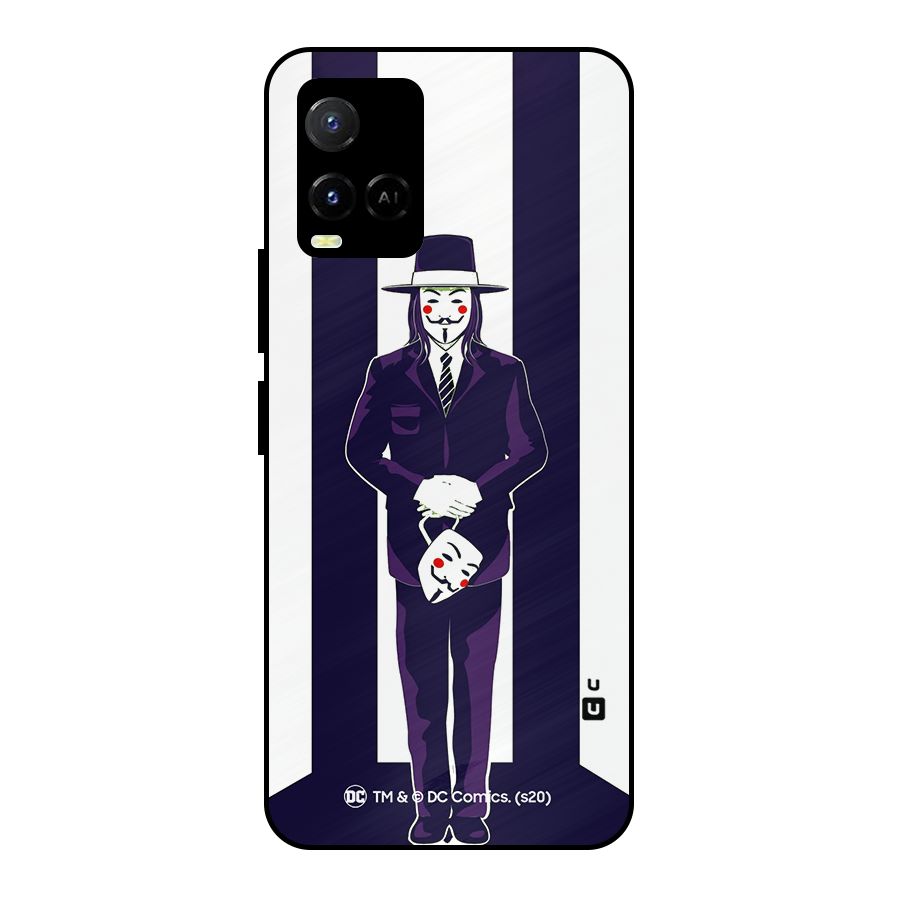 Vendetta Gentleman Holding Mask Illustration Metal Back Case for Vivo Y21A