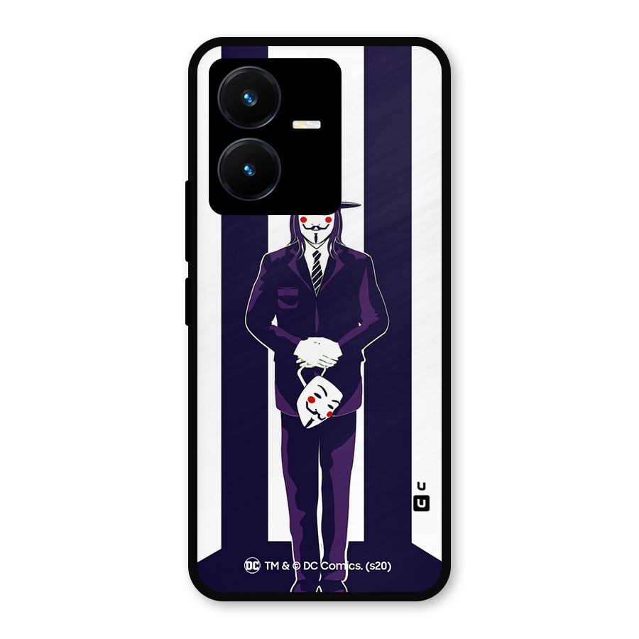 Vendetta Gentleman Holding Mask Illustration Metal Back Case for Vivo Y22