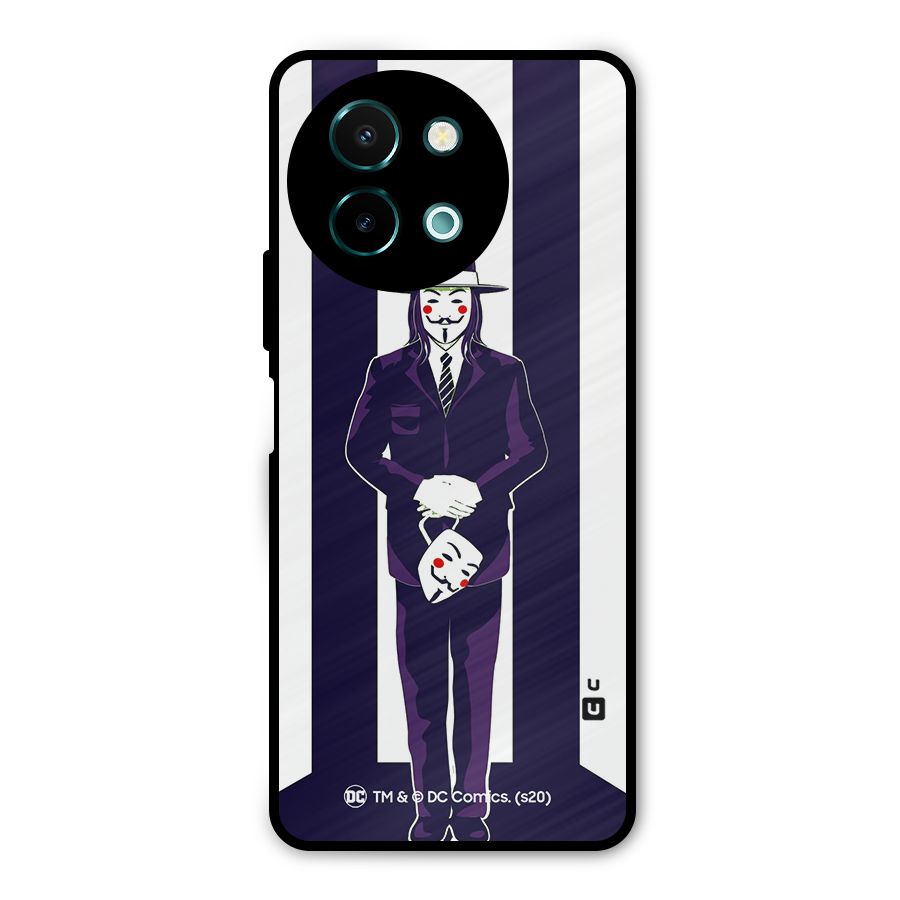 Vendetta Gentleman Holding Mask Illustration Metal Back Case for Vivo Y58