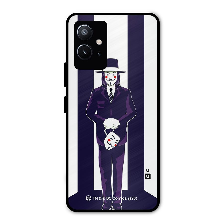 Vendetta Gentleman Holding Mask Illustration Metal Back Case for Vivo Y75 5G