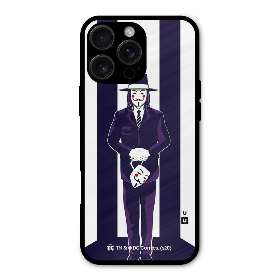 Vendetta Gentleman Holding Mask Illustration Metal Back Case for iPhone 16 Pro Max