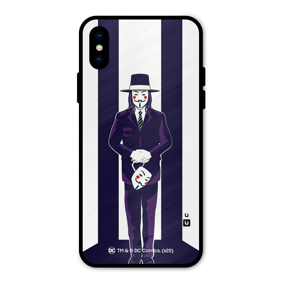 Vendetta Gentleman Holding Mask Illustration Metal Back Case for iPhone X