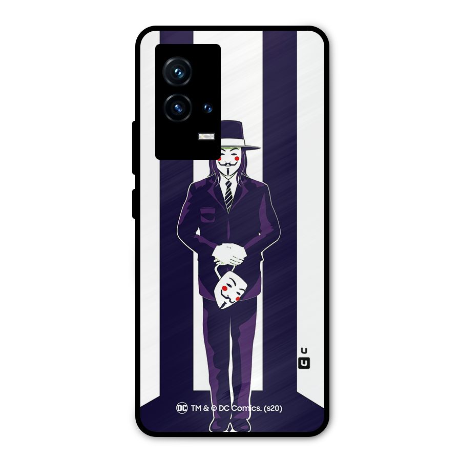Vendetta Gentleman Holding Mask Illustration Metal Back Case for iQOO 9 5G