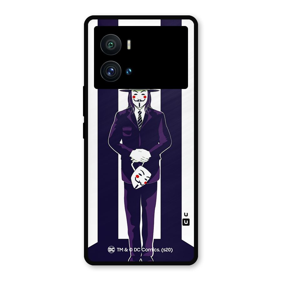 Vendetta Gentleman Holding Mask Illustration Metal Back Case for iQOO 9 Pro