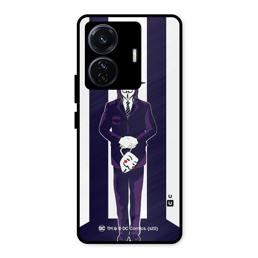 Vendetta Gentleman Holding Mask Illustration Metal Back Case for iQOO Z6