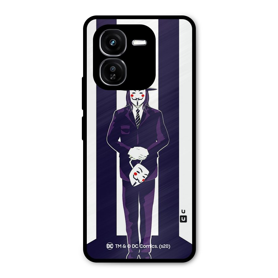 Vendetta Gentleman Holding Mask Illustration Metal Back Case for iQOO Z9x