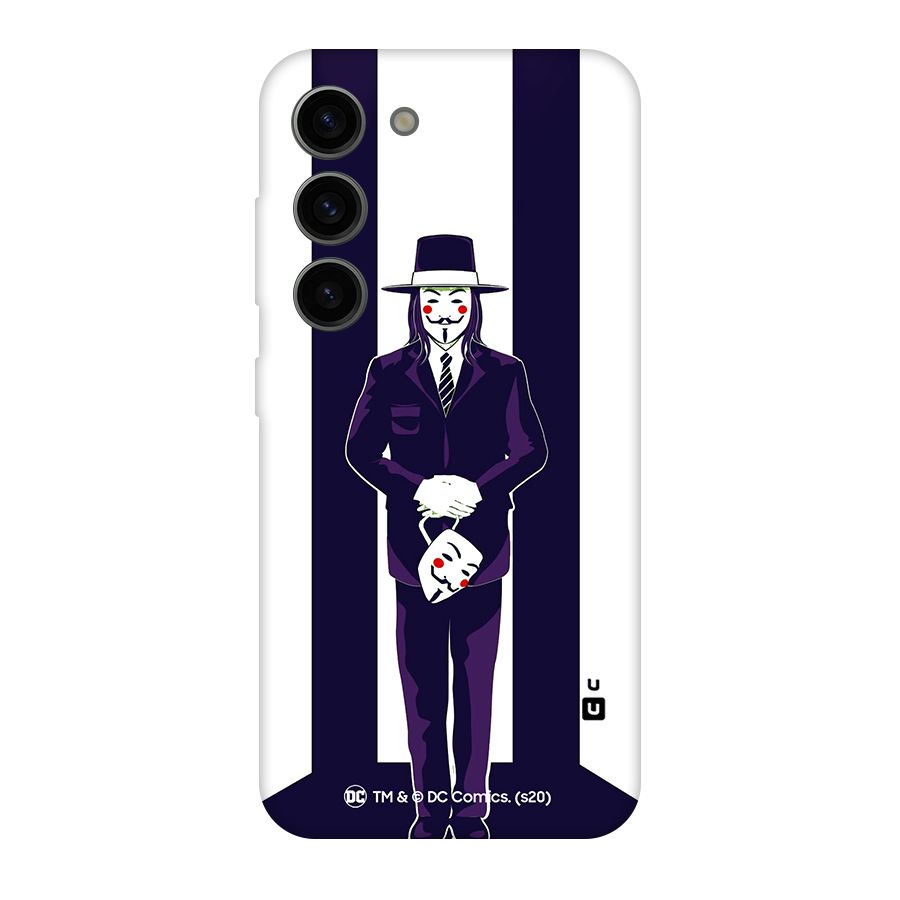 Vendetta Gentleman Holding Mask Illustration Original Polycarbonate Back Case for Galaxy S23