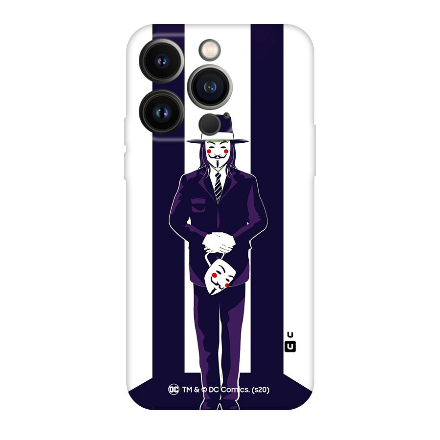 Vendetta Gentleman Holding Mask Illustration Original Polycarbonate Back Case for iPhone 14 Pro