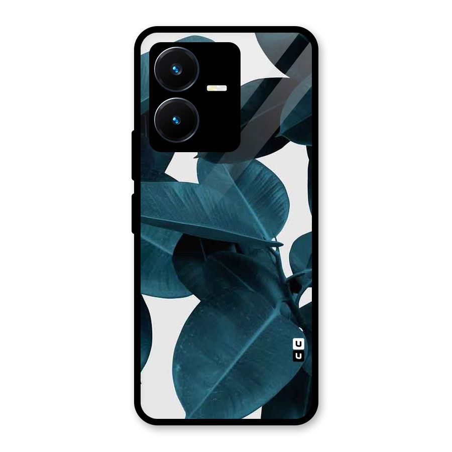 Very Aesthetic Leafs Glass Back Case for Vivo Y22s