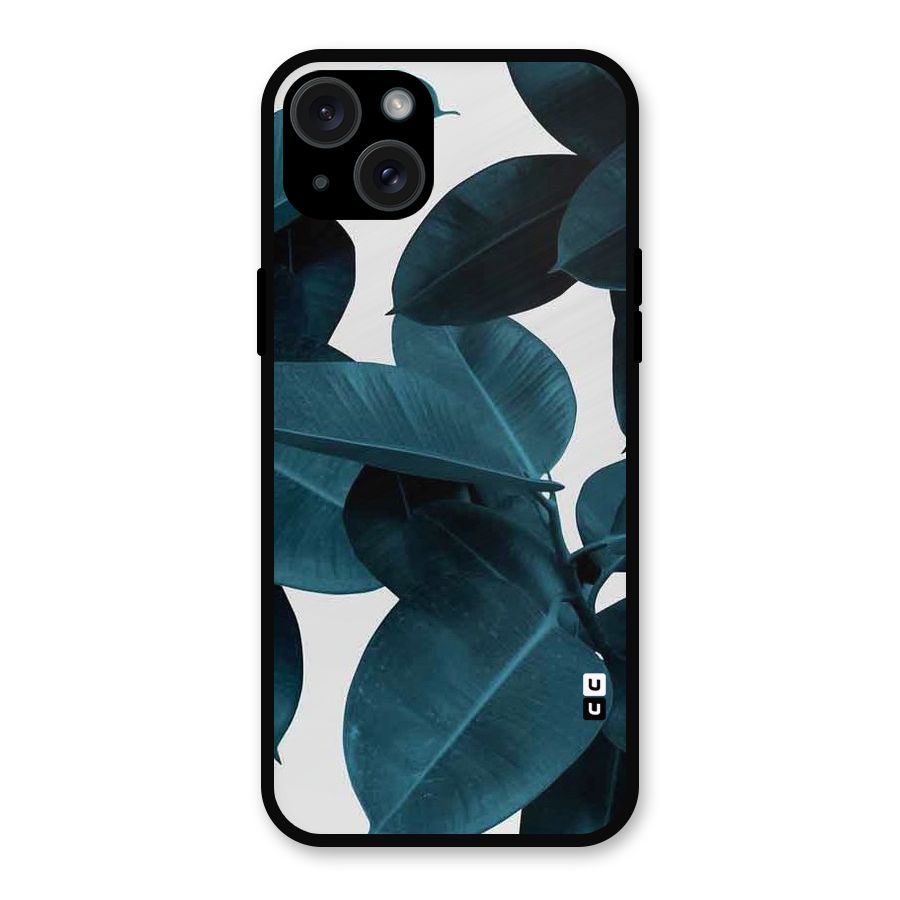 Very Aesthetic Leafs Metal Back Case for iPhone 15 Plus