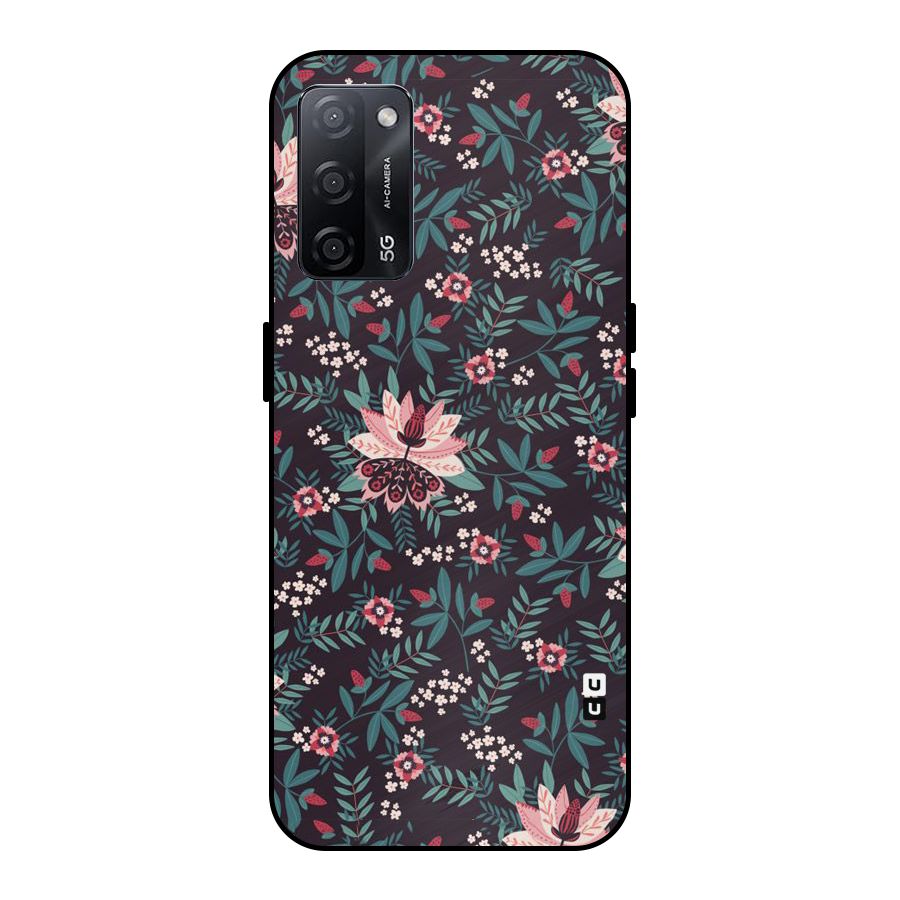 Very Leafy Pattern Metal Back Case for Oppo A53s 5G