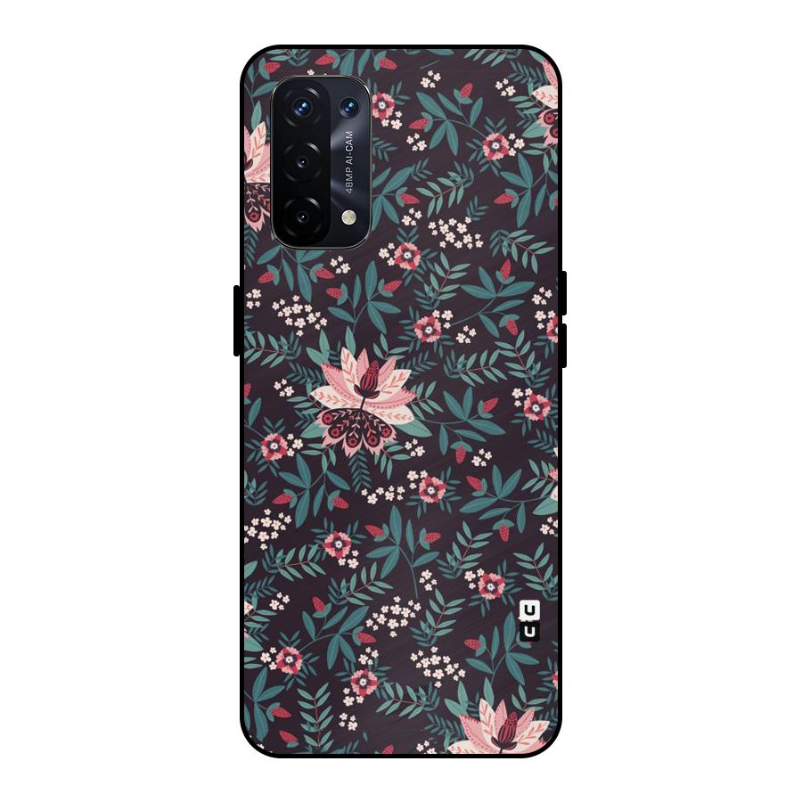 Very Leafy Pattern Metal Back Case for Oppo A74 5G