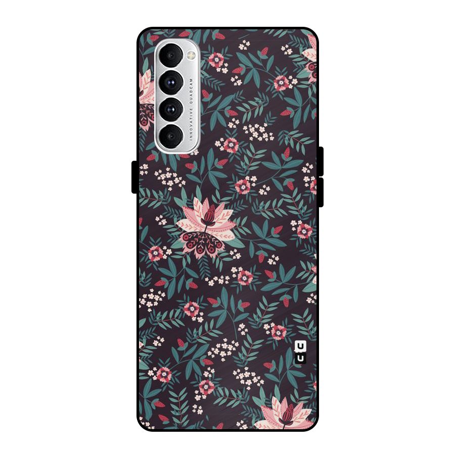 Very Leafy Pattern Metal Back Case for Oppo Reno4 Pro