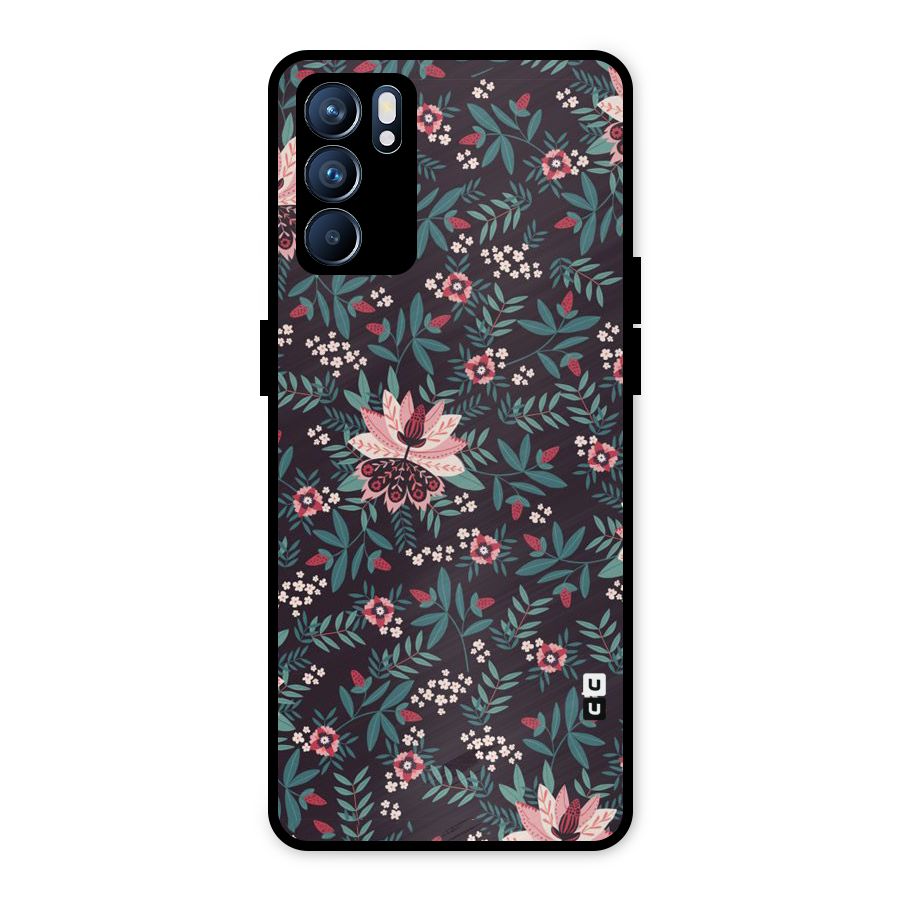 Very Leafy Pattern Metal Back Case for Oppo Reno6 5G