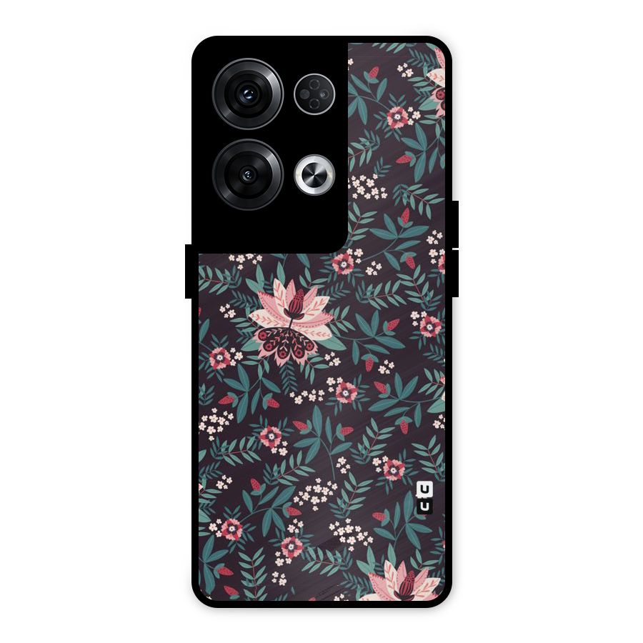 Very Leafy Pattern Metal Back Case for Oppo Reno8 Pro 5G