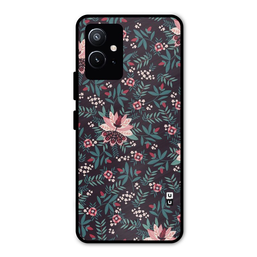 Very Leafy Pattern Metal Back Case for Vivo T1 5G