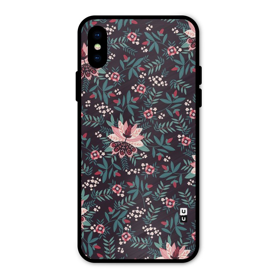 Very Leafy Pattern Metal Back Case for iPhone X