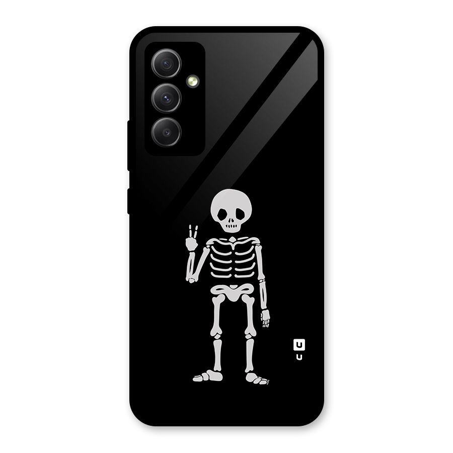 Victory Skeleton Spooky Glass Back Case for Galaxy A34