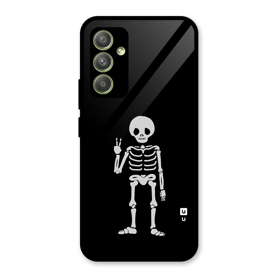 Victory Skeleton Spooky Glass Back Case for Galaxy A54