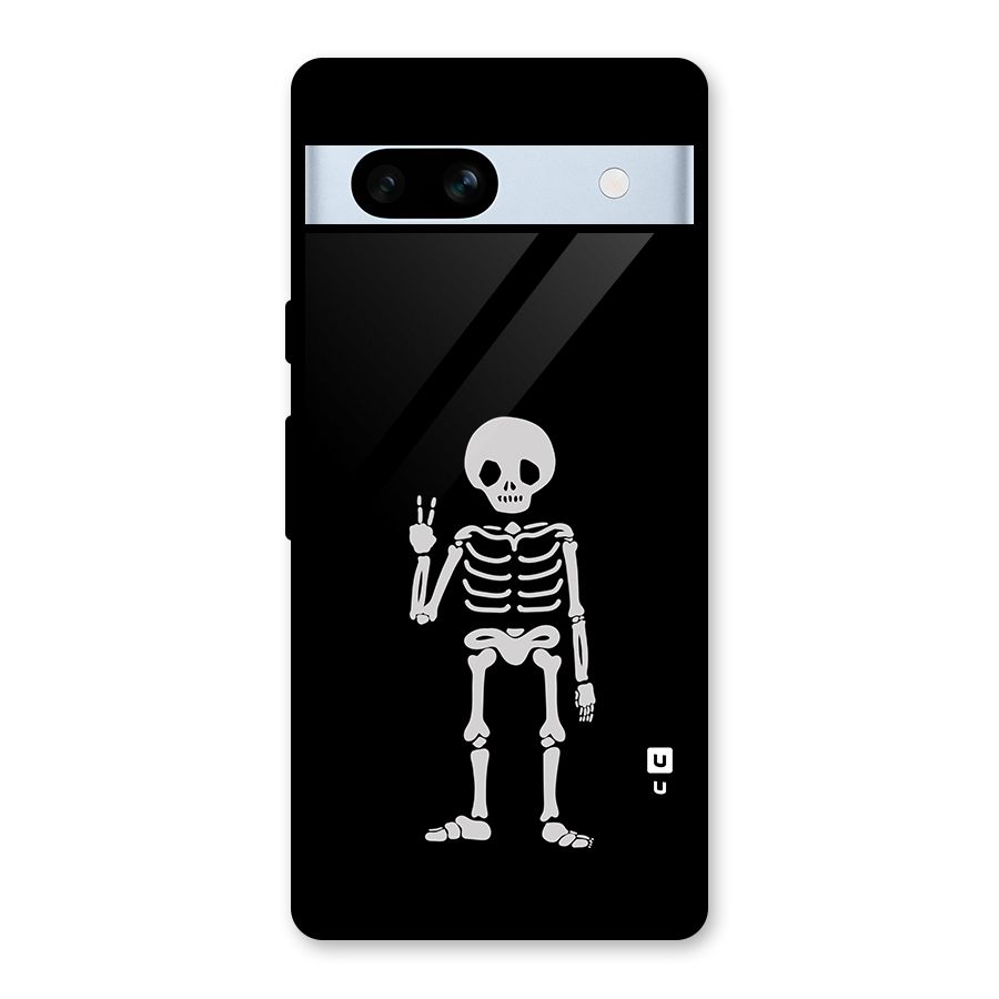 Victory Skeleton Spooky Glass Back Case for Google Pixel 7a