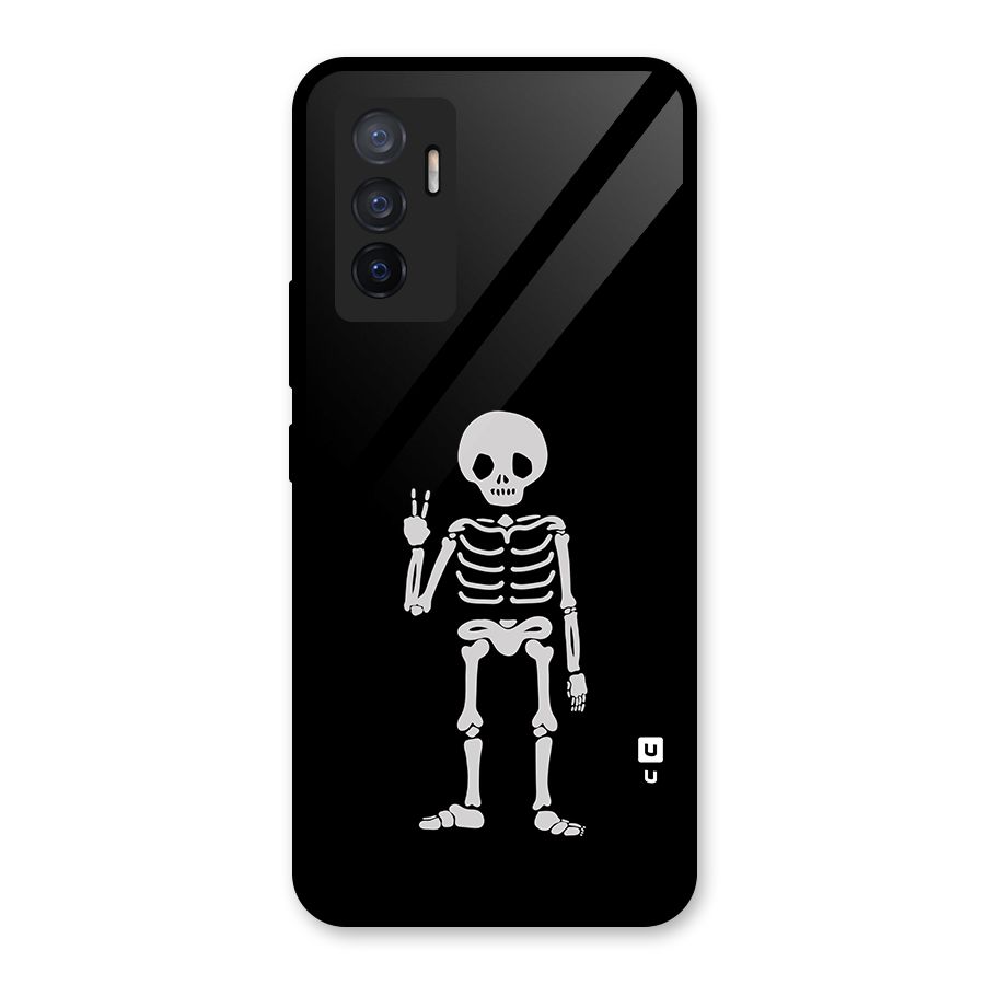 Victory Skeleton Spooky Glass Back Case for Vivo V23e