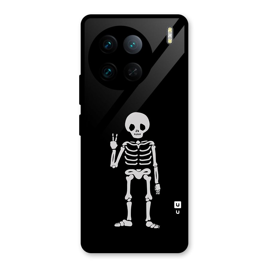 Victory Skeleton Spooky Glass Back Case for Vivo X90 Pro